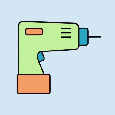 Elektrikli tornavida vektör simgesi. İnşaat, onarım ve inşaat. Web sitenizin tasarımı için grafik sembolü, logo, uygulama, UI