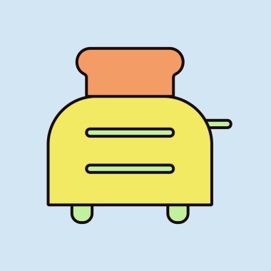 Kızarmış ekmek kızartma makinesi vektör renk simgesi. Mutfak aletleri. Yemek pişirme web sitesi tasarımı, logo, uygulama, UI için grafik sembolü