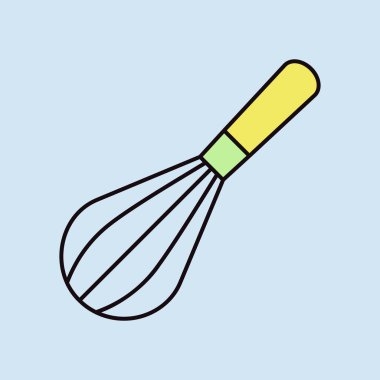 Vektör renk simgesini karıştırmak ve çırpmak için balon çırpma. Mutfak aletleri. Yemek pişirme web sitesi tasarımı, logo, uygulama, UI için grafik sembolü