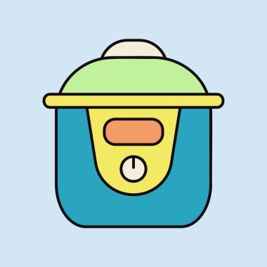Yavaş pişirme kabı vektör renk simgesi. Elektrikli mutfak aletleri. Yemek pişirme web sitesi tasarımı, logo, uygulama, UI için grafik sembolü