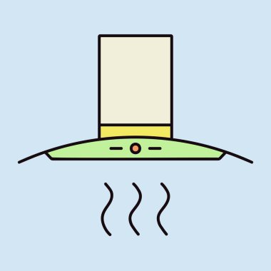 Mutfak kaputu vektör renk simgesi. Elektrikli mutfak aletleri. Yemek pişirme web sitesi tasarımı, logo, uygulama, UI için grafik sembolü