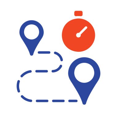 Kronometre ve rota vektörü katı simgesi. Fitness ve kilo kaybı web sitesi için grafik sembolü ve uygulama tasarımı, logo, uygulama, UI