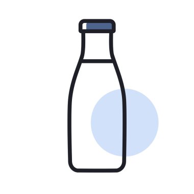 Süt şişesi ikon vektörü. Süt ürünleri tabelası. Yemek pişirme web sitesi ve uygulama tasarımı, logo, uygulama, UI için grafik sembolü