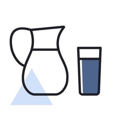 Süt testisi ve bir bardak süt vektörü ikonu. Süt ürünleri tabelası. Yemek pişirme web sitesi ve uygulama tasarımı, logo, uygulama, UI için grafik sembolü