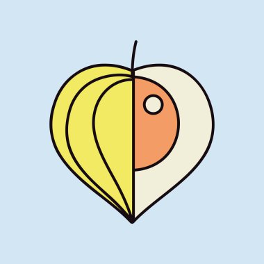 Physalis dutları izole edilmiş tasarım vektör simgesi. Gıda ve içecek web sitesi için grafik sembolü, uygulama tasarımı, mobil uygulamalar ve yazdırma ortamı, logo, UI