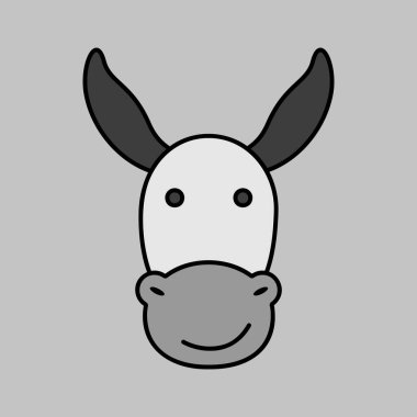 Eşek grisi ikonu. Çiftlik hayvanı vektör çizimi. Tarım işareti. Web sitenizin tasarımı için grafik sembolü, logo, uygulama, UI. EPS10.