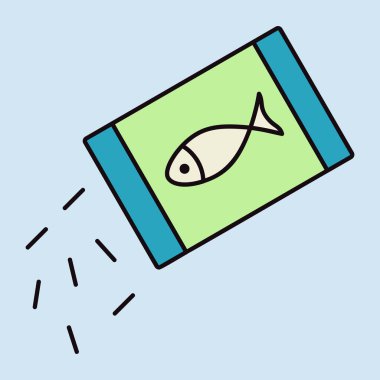 Evcil balık besleme vektörü izole edilmiş ikon. Evcil hayvan işareti. Evcil hayvan ve veteriner web sitesi ve uygulama tasarımı, logo, uygulama, UI için grafik sembolü