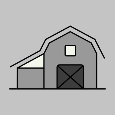 Barn izole ikonu. Çiftlik hayvanı işareti. Web sitenizin tasarımı için grafik sembolü, logo, uygulama, UI. Vektör illüstrasyonu