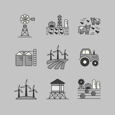 Çiftlik alanı ikonu. Tarım işareti. Web sitenizin tasarımı için grafik sembolü, logo, uygulama, UI. Vektör illüstrasyonu, EPS10