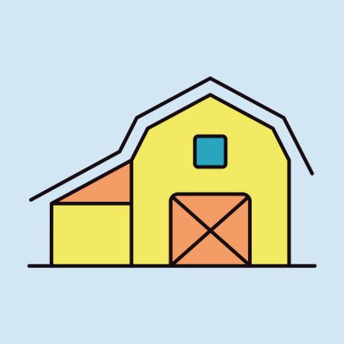 Barn ikonu. Çiftlik hayvanı işareti. Web sitenizin tasarımı için grafik sembolü, logo, uygulama, UI. Vektör illüstrasyonu