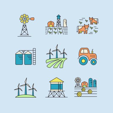 Çiftlik alanı ikonu. Tarım işareti. Web sitenizin tasarımı için grafik sembolü, logo, uygulama, UI. Vektör illüstrasyonu, EPS10