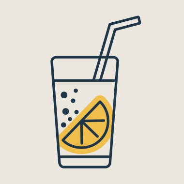 Limon vektör ikonlu bir bardak saf su. Fitness ve kilo kaybı web sitesi için grafik sembolü ve uygulama tasarımı, logo, uygulama, UI