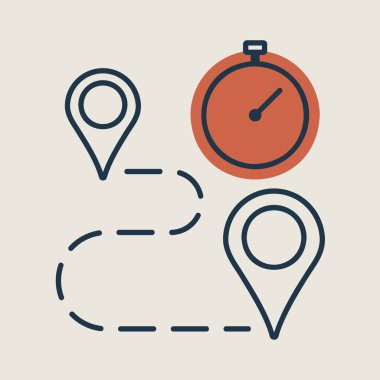 Kronometre ve rota vektör simgesi. Fitness ve kilo kaybı web sitesi için grafik sembolü ve uygulama tasarımı, logo, uygulama, UI
