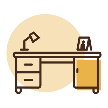 Lamba vektör ikonuyla çalışma masası. Mobilya, web sitesi ve uygulama tasarımı için grafik sembolü, logo, uygulama, UI