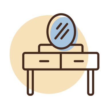 Ayna vektör simgesi ile giyinme masası. Mobilya, web sitesi ve uygulama tasarımı için grafik sembolü, logo, uygulama, UI