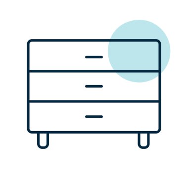 Şifoniyer vektör simgesi. Çekmece işareti. Mobilya, web sitesi ve uygulama tasarımı için grafik sembolü, logo, uygulama, UI