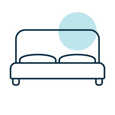 Büyük yatak vektör simgesi. Mobilya, web sitesi ve uygulama tasarımı için grafik sembolü, logo, uygulama, UI