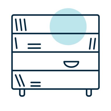 Belge depolama vektör simgesini düzenlemek için dizinleri ve rafları olan ofis dolabı. Mobilya, web sitesi ve uygulama tasarımı için grafik sembolü, logo, uygulama, UI