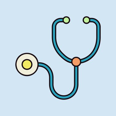 Tıbbi steteskop vektör düz simge. İlaç ve sağlık sigortası, tıbbi destek işareti. Tıbbi web sitesi ve uygulama tasarımı için grafik sembolü, logo, uygulama, UI