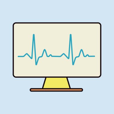 Bilgisayar tanılama vektörü düz simgesi. İlaç ve sağlık sigortası, tıbbi destek işareti. Tıbbi web sitesi ve uygulama tasarımı için grafik sembolü, logo, uygulama, UI