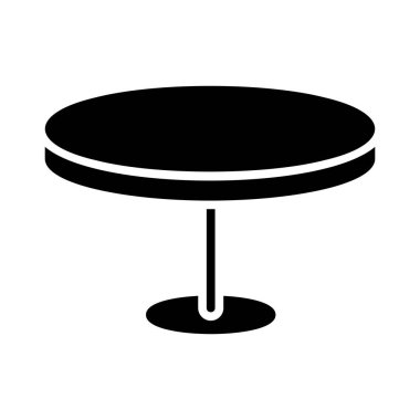 Yuvarlak masa vektörü katı simgesi. Mobilya, web sitesi ve uygulama tasarımı için grafik sembolü, logo, uygulama, UI