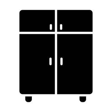 Dolap vektörü katı simgesi. Mobilya, web sitesi ve uygulama tasarımı için grafik sembolü, logo, uygulama, UI