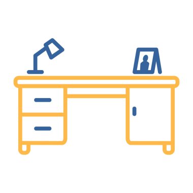 Work desk with lamp vector icon. Graph symbol for furniture, web site and apps design, logo, app, UI clipart