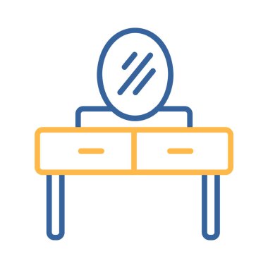 Ayna vektör simgesi ile giyinme masası. Mobilya, web sitesi ve uygulama tasarımı için grafik sembolü, logo, uygulama, UI