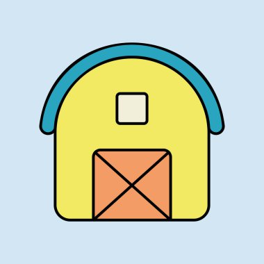 Düz ahır ikonu. Çiftlik hayvanı işareti. Web sitenizin tasarımı için grafik sembolü, logo, uygulama, UI. Vektör illüstrasyonu