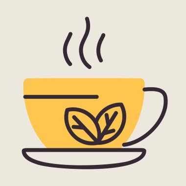 Nane yaprağı ikonlu bir fincan çay. Fitness ve kilo kaybı web sitesi için grafik sembolü ve uygulama tasarımı, logo, uygulama, UI