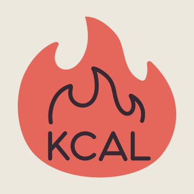Kcal ateş vektör simgesi. Kalori yanığı, yağ yanığı işareti. Fitness ve kilo kaybı web sitesi için grafik sembolü ve uygulama tasarımı, logo, uygulama, UI