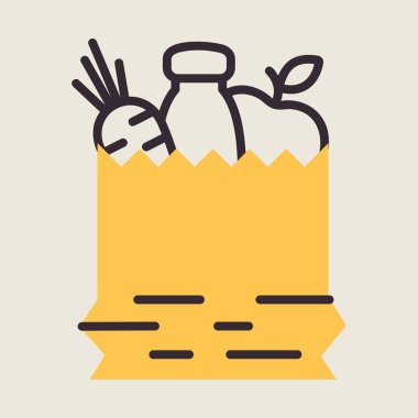 Sağlıklı besin ikonu torbası. Fitness ve kilo kaybı web sitesi için grafik sembolü ve uygulama tasarımı, logo, uygulama, UI