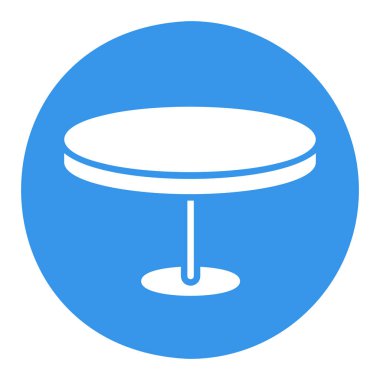 Yuvarlak masa vektörü katı simgesi. Mobilya, web sitesi ve uygulama tasarımı için grafik sembolü, logo, uygulama, UI