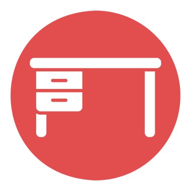 Ofis masası vektör simgesi. Tabela. Mobilya, web sitesi ve uygulama tasarımı için grafik sembolü, logo, uygulama, UI