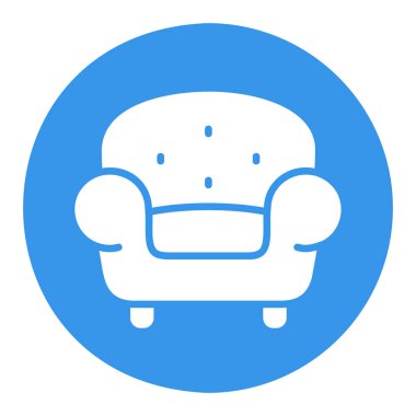 Rahat, yumuşak koltuk vektörü katı simge. Mobilya, web sitesi ve uygulama tasarımı için grafik sembolü, logo, uygulama, UI
