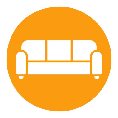 Yumuşak kanepe vektör katı simgesi. Mobilya, web sitesi ve uygulama tasarımı için grafik sembolü, logo, uygulama, UI