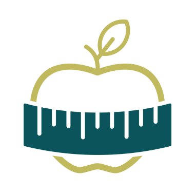 Şerit vektör simgesi ölçümlü elma. Fitness ve kilo kaybı web sitesi için grafik sembolü ve uygulama tasarımı, logo, uygulama, UI
