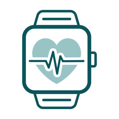 Akıllı saat ekran vektör simgesinde kalp atışı gösterdi. Fitness ve kilo kaybı web sitesi için grafik sembolü ve uygulama tasarımı, logo, uygulama, UI