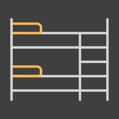 Koyu arkaplan simgesinde ranza yatağı vektörü. Mobilya, web sitesi ve uygulama tasarımı için grafik sembolü, logo, uygulama, UI