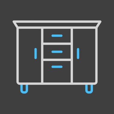 Koyu arkaplan simgesinde başucu taşıyıcısı. Çekmece işareti. Mobilya, web sitesi ve uygulama tasarımı için grafik sembolü, logo, uygulama, UI