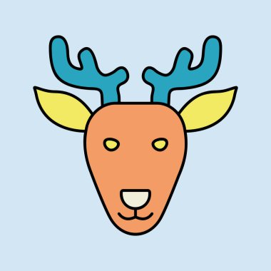 Geyik simgesi. Hayvan başlı vektör illüstrasyonu. Tarım işareti. Web sitenizin tasarımı için grafik sembolü, logo, uygulama, UI. EPS10.