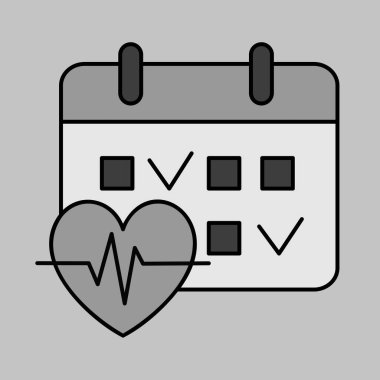 Spor günü takvimi gri ölçekli vektör simgesi. Jimnastik takvimi işareti. Fitness ve kilo kaybı web sitesi için grafik sembolü ve uygulama tasarımı, logo, uygulama, UI