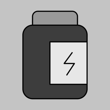 Enerji takviye vektörü gri ölçekli simge. Fitness ve kilo kaybı web sitesi için grafik sembolü ve uygulama tasarımı, logo, uygulama, UI