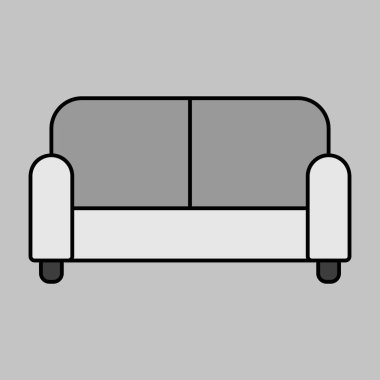 Koltuk vektörü gri tonlama simgesi. Mobilya, web sitesi ve uygulama tasarımı için grafik sembolü, logo, uygulama, UI