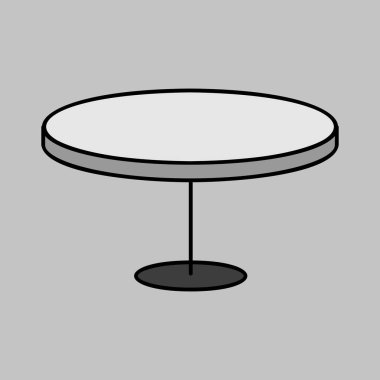 Yuvarlak masa vektörü gri tonlama simgesi. Mobilya, web sitesi ve uygulama tasarımı için grafik sembolü, logo, uygulama, UI