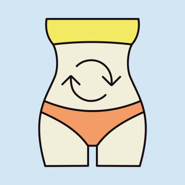 Sindirim vektörü ikonunun sağlığı. Kadınların göbek işareti. Fitness ve kilo kaybı web sitesi için grafik sembolü ve uygulama tasarımı, logo, uygulama, UI