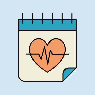 Tıbbi kontrol takvim vektör simgesi. Kardiyo eğitim takvimi işareti. Fitness ve kilo kaybı web sitesi için grafik sembolü ve uygulama tasarımı, logo, uygulama, UI