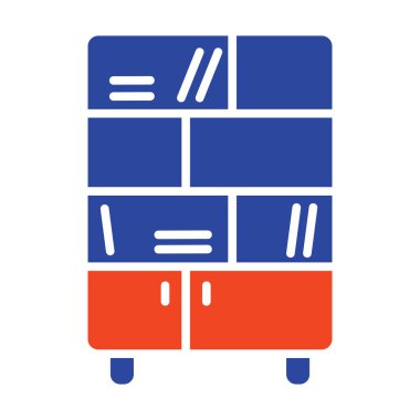 Belge depolama vektör simgesini düzenlemek için dizinleri ve rafları olan ofis dolabı. Mobilya, web sitesi ve uygulama tasarımı için grafik sembolü, logo, uygulama, UI