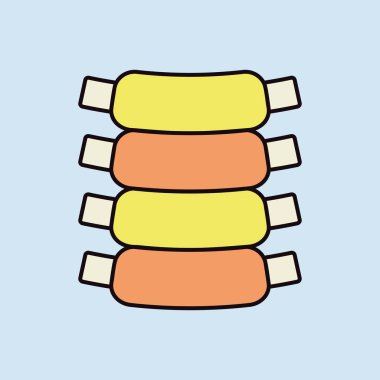 Kaburga vektörü yassı ikon yiyecek eti. Barbekü ve bbq ızgara tabelası. Yemek pişirme web sitesi ve uygulama tasarımı, logo, uygulama, UI için grafik sembolü