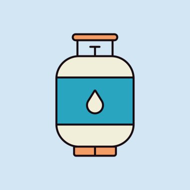 Propan gazı silindir vektör düz simge. Barbekü ve bbq ızgara tabelası. Yemek pişirme web sitesi ve uygulama tasarımı, logo, uygulama, UI için grafik sembolü
